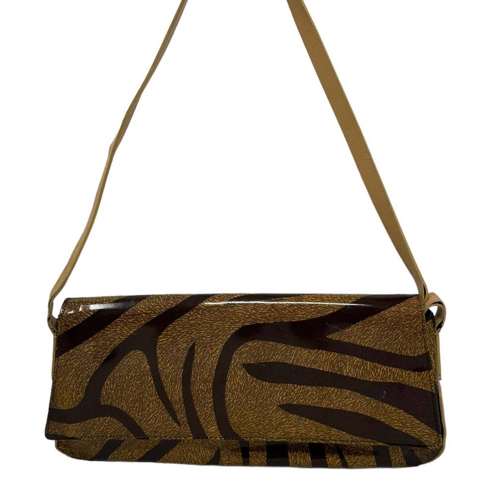 Francisco Biasi  brown tan zebra print tan patent leather straps handbag